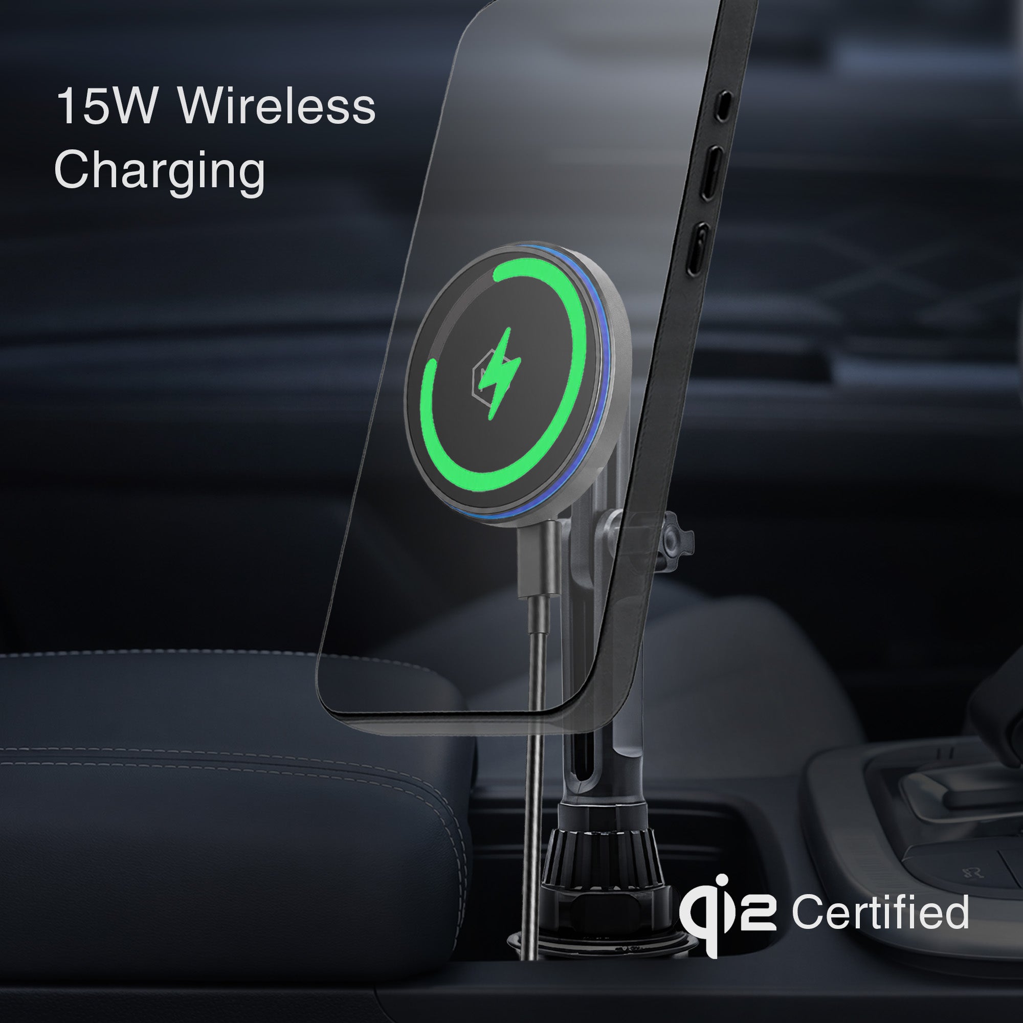 Mighty Mount MagSwitch Qi2 Wireless Charger Cup Holder Mount