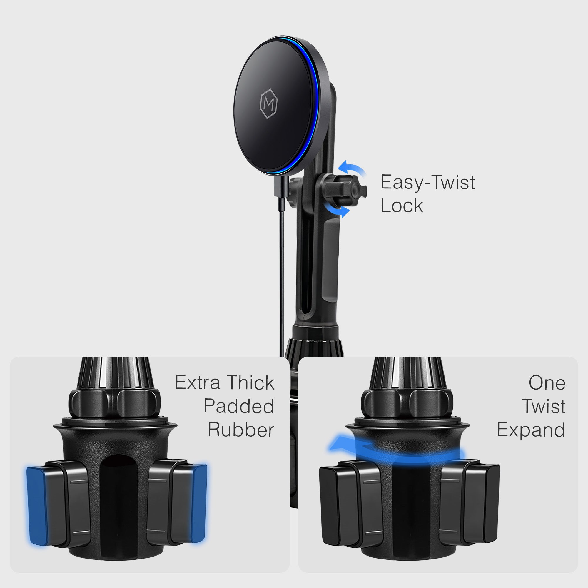 Mighty Mount MagSwitch Qi2 Wireless Charger Cup Holder Mount