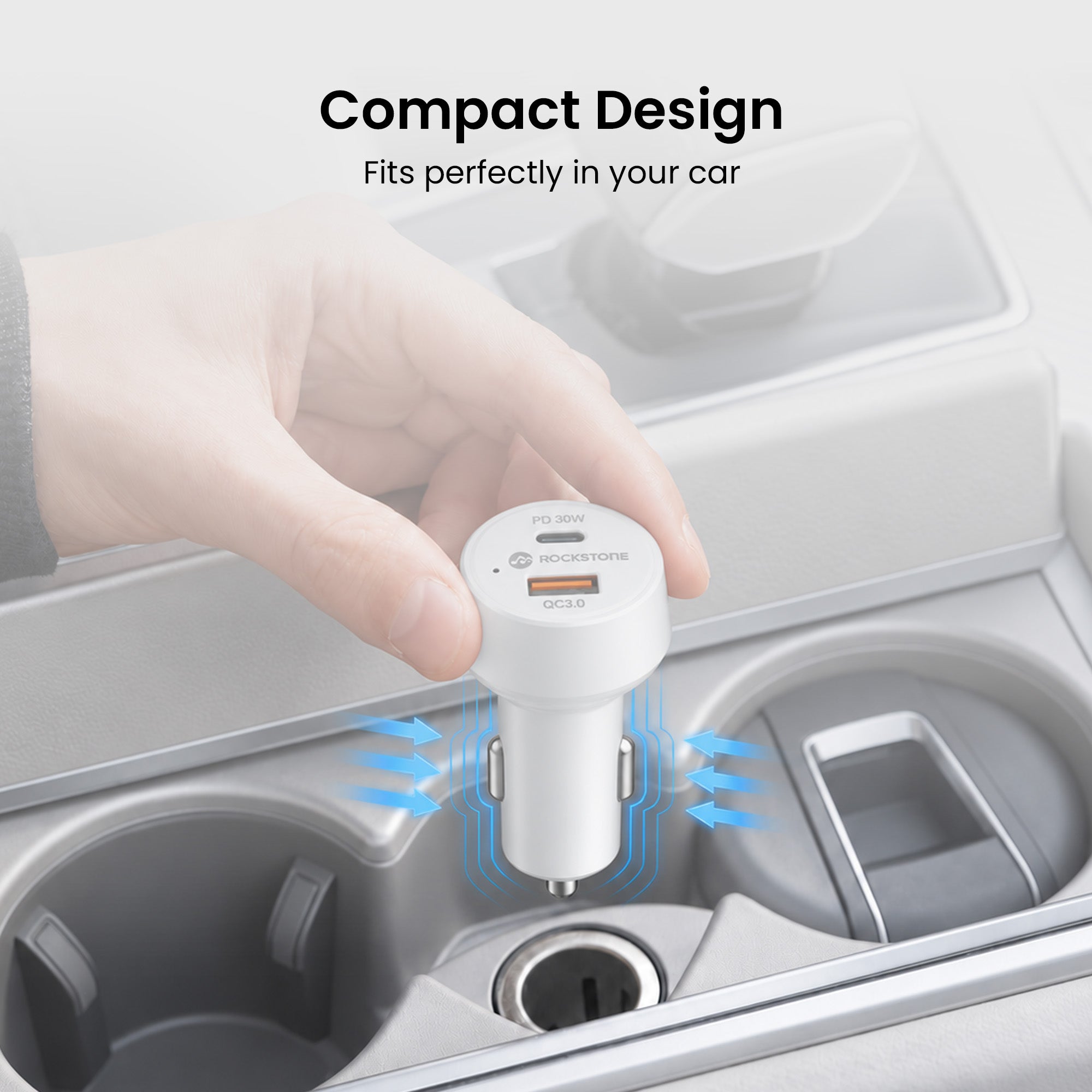 30W Dual Port Car Charger with USB-C to Lightning Cable
