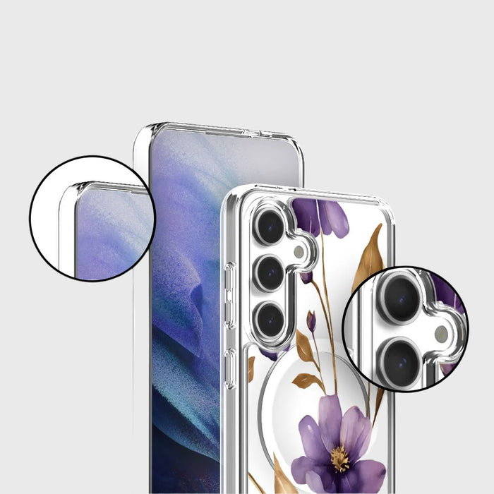 Purple Wildflower Clear Design Case with MagSafe - Samsung S24 FE