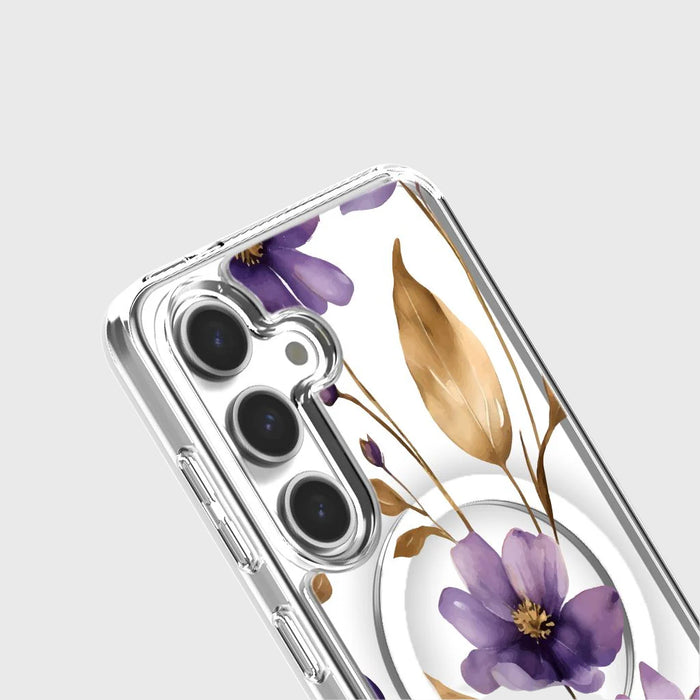 Purple Wildflower Clear Design Case with MagSafe - Samsung S24 FE