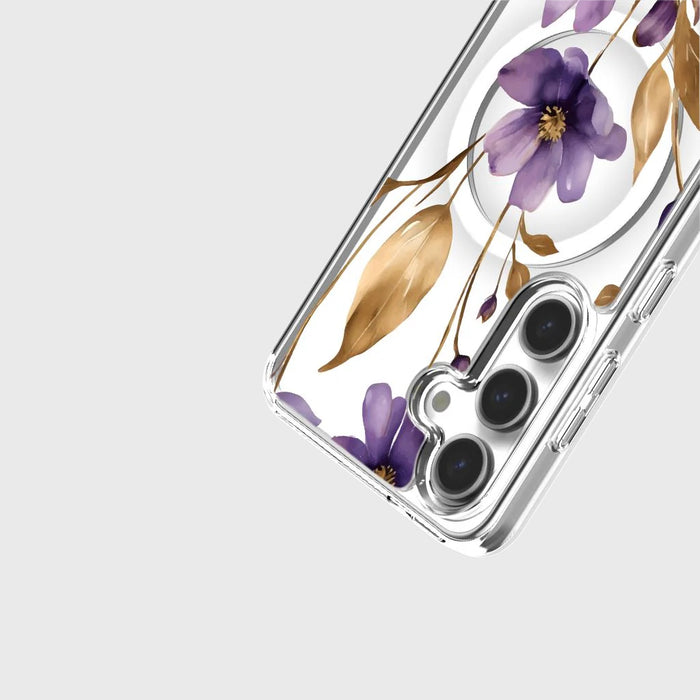 Purple Wildflower Clear Design Case with MagSafe - Samsung S24 FE