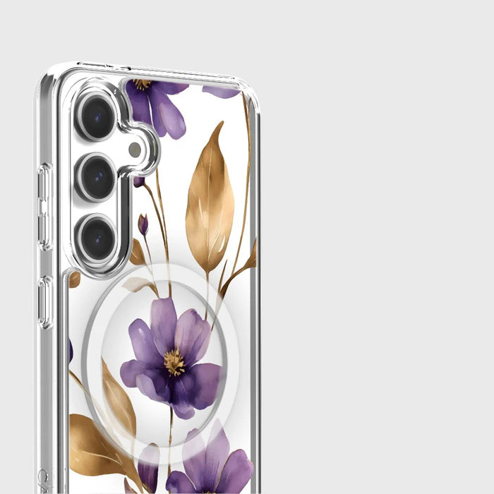 Purple Wildflower Clear Design Case with MagSafe - Samsung S24 FE