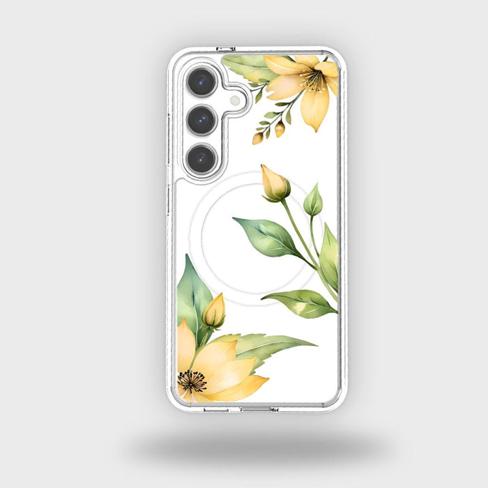 Yellow Wildflower Clear Design Case with MagSafe - Samsung S24 FE