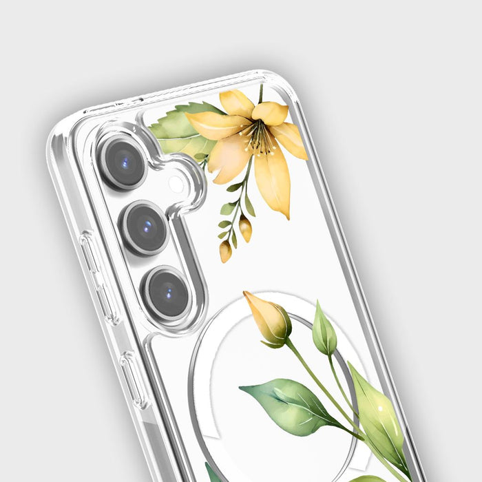 Yellow Wildflower Clear Design Case with MagSafe - Samsung S24 FE