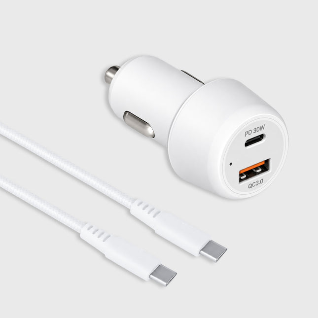 Rockstone 30W Dual Port Car Charger with USB-C to USB-C Cable