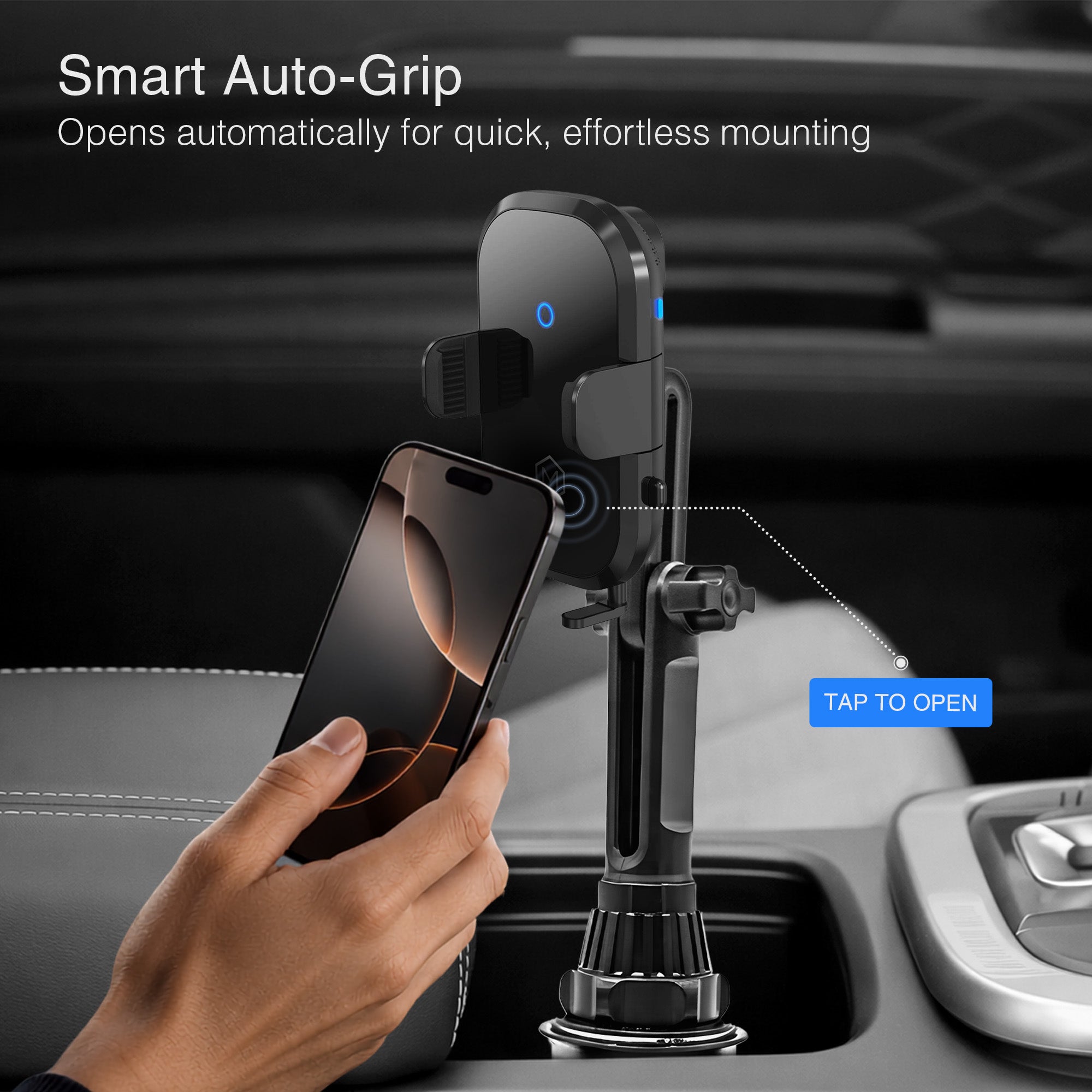 Auto Scan Fast Wireless Cup Holder Phone Mount Charger - Auto Grip