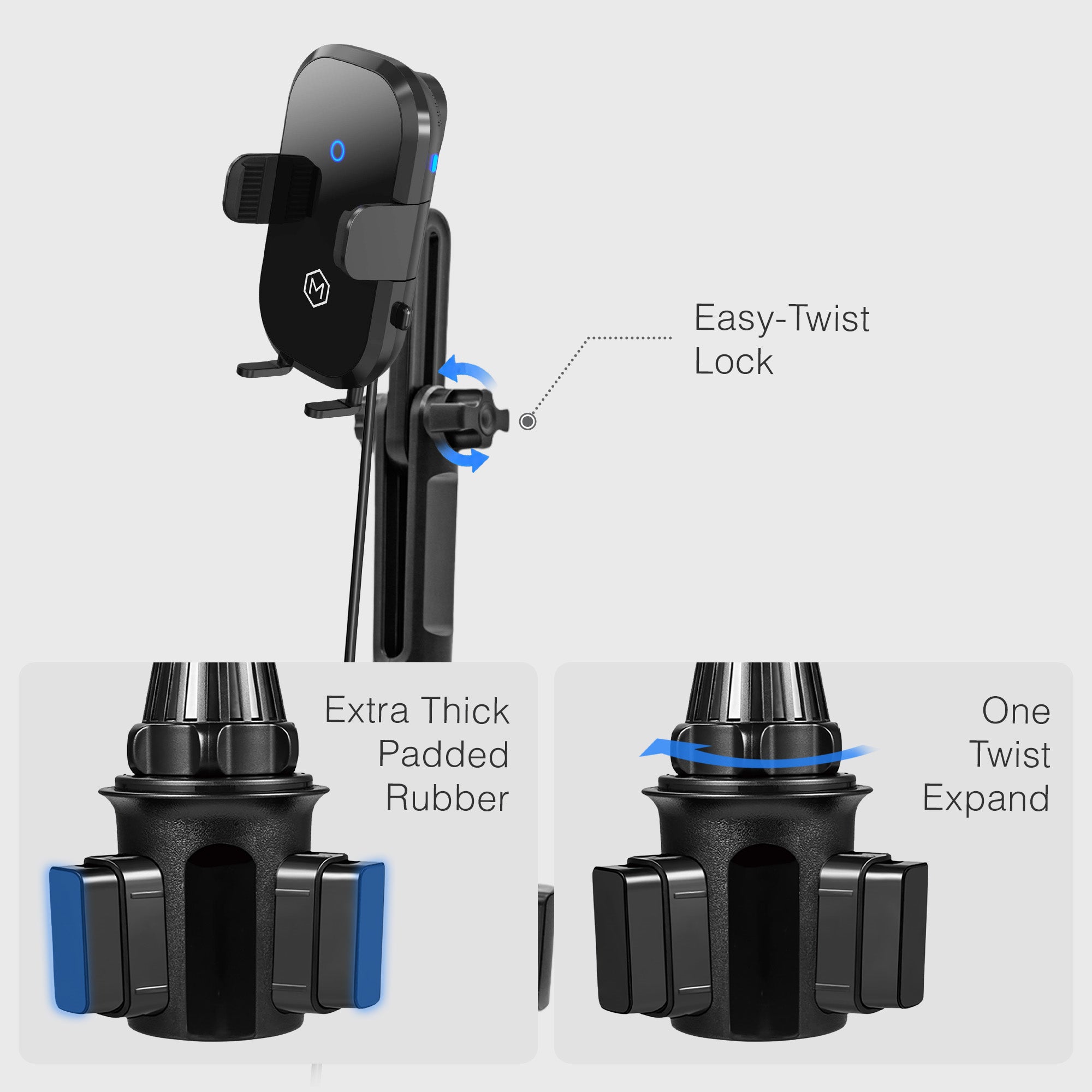 Auto Scan Fast Wireless Cup Holder Phone Mount Charger - Auto Grip