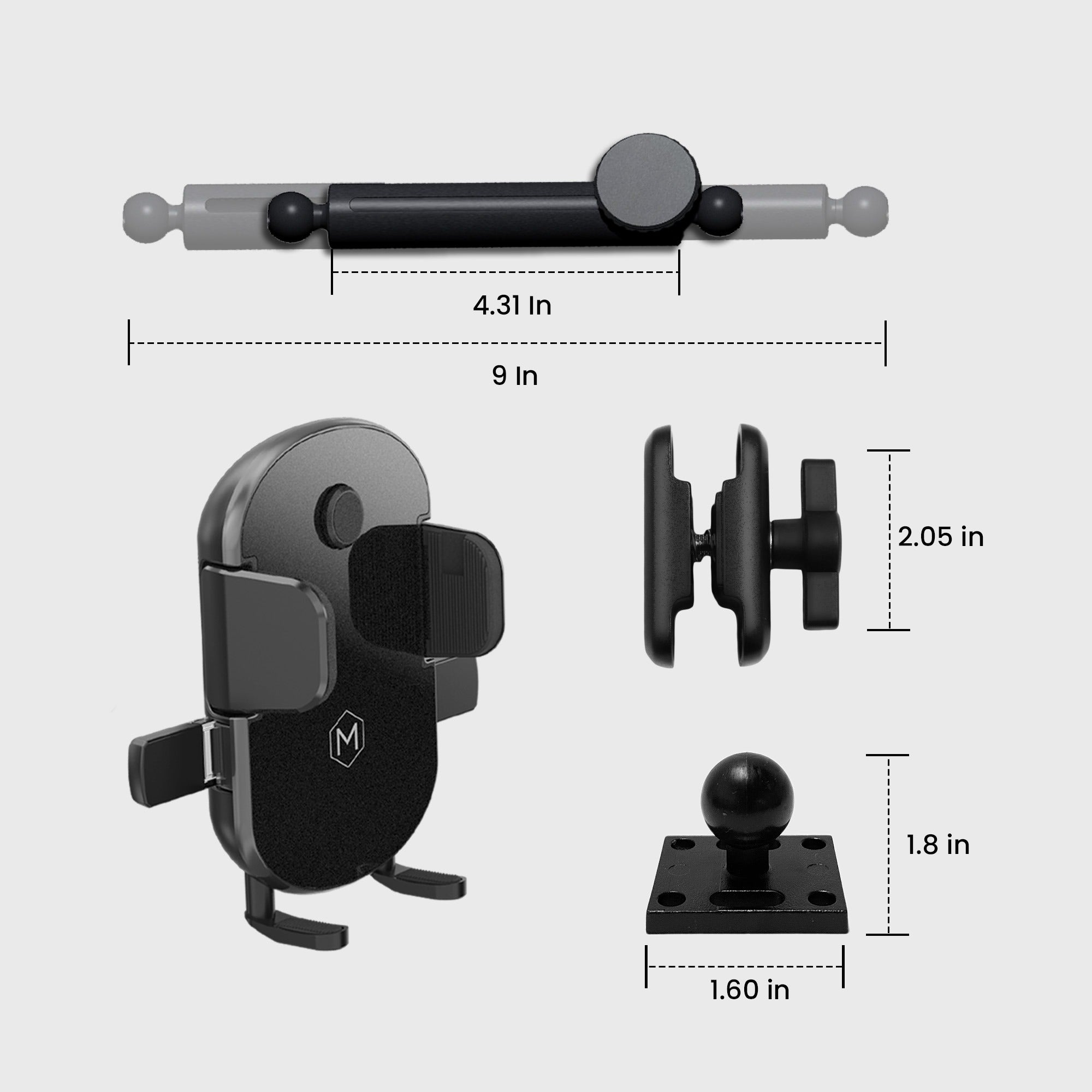 Mighty Mount Heavy Duty Rugged Grip Cradle Phone Mount