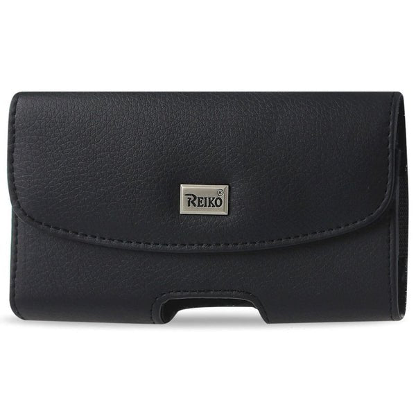 Horizontal Leather Pouch With Embossed Logo In Black (7.0X3.9X0.7 Inches)