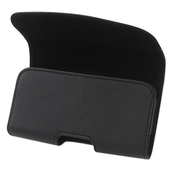 Horizontal Leather Pouch With Embossed Logo In Black (6.1X3.2X0.7 Inches)