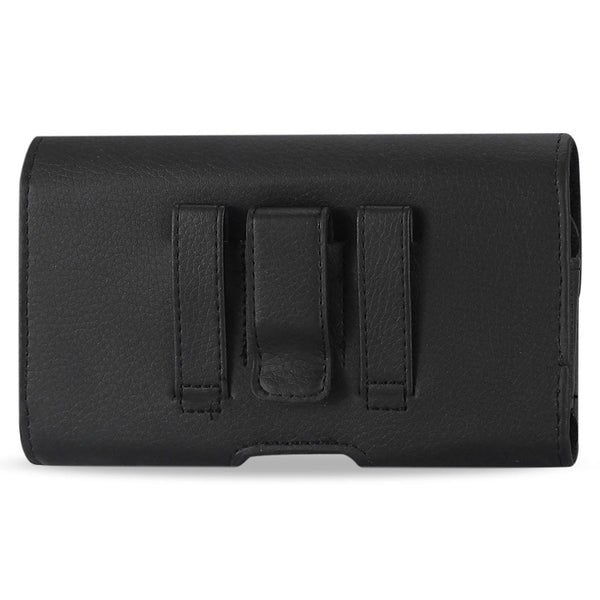 Horizontal Leather Pouch With Embossed Logo In Black (7.0X3.9X0.7 Inches)