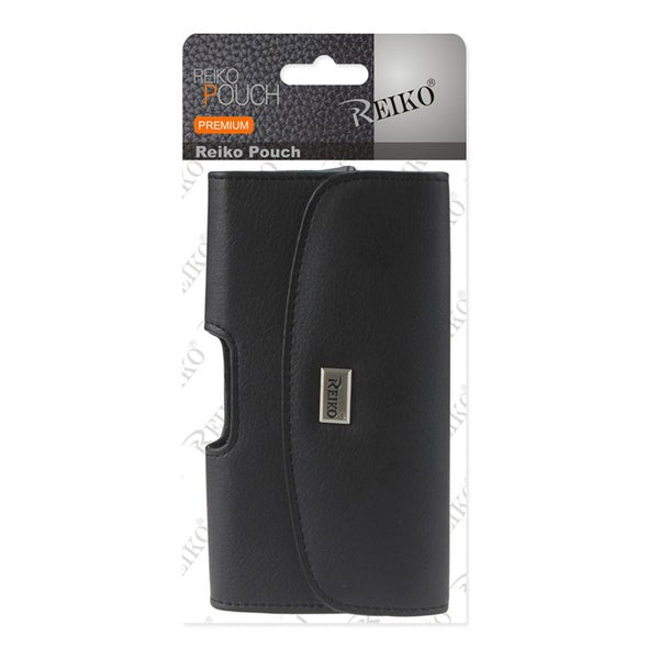 Horizontal Leather Pouch With Embossed Logo In Black (7.0X3.9X0.7 Inches)