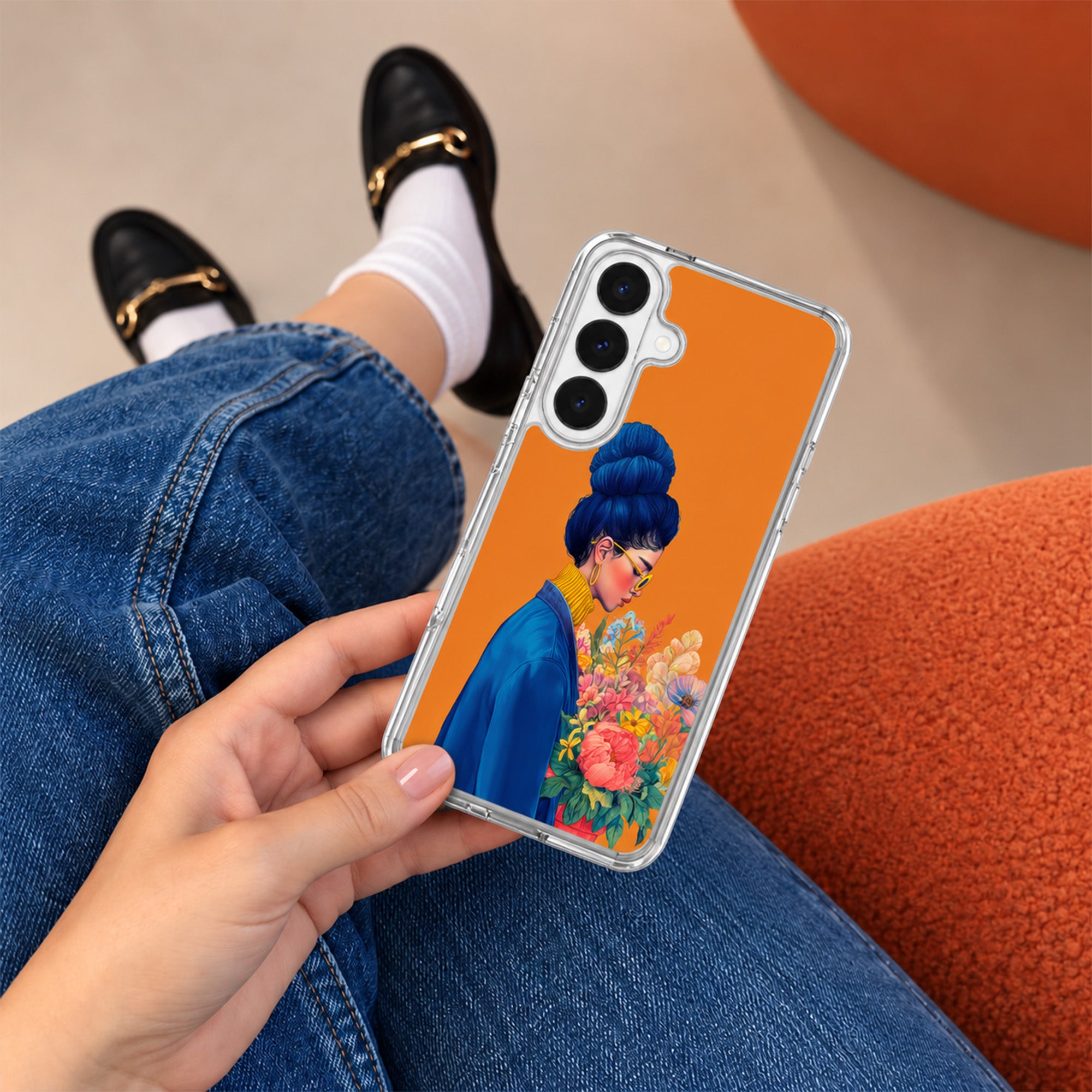 Woman in Blue Samsung S26 Phone Case