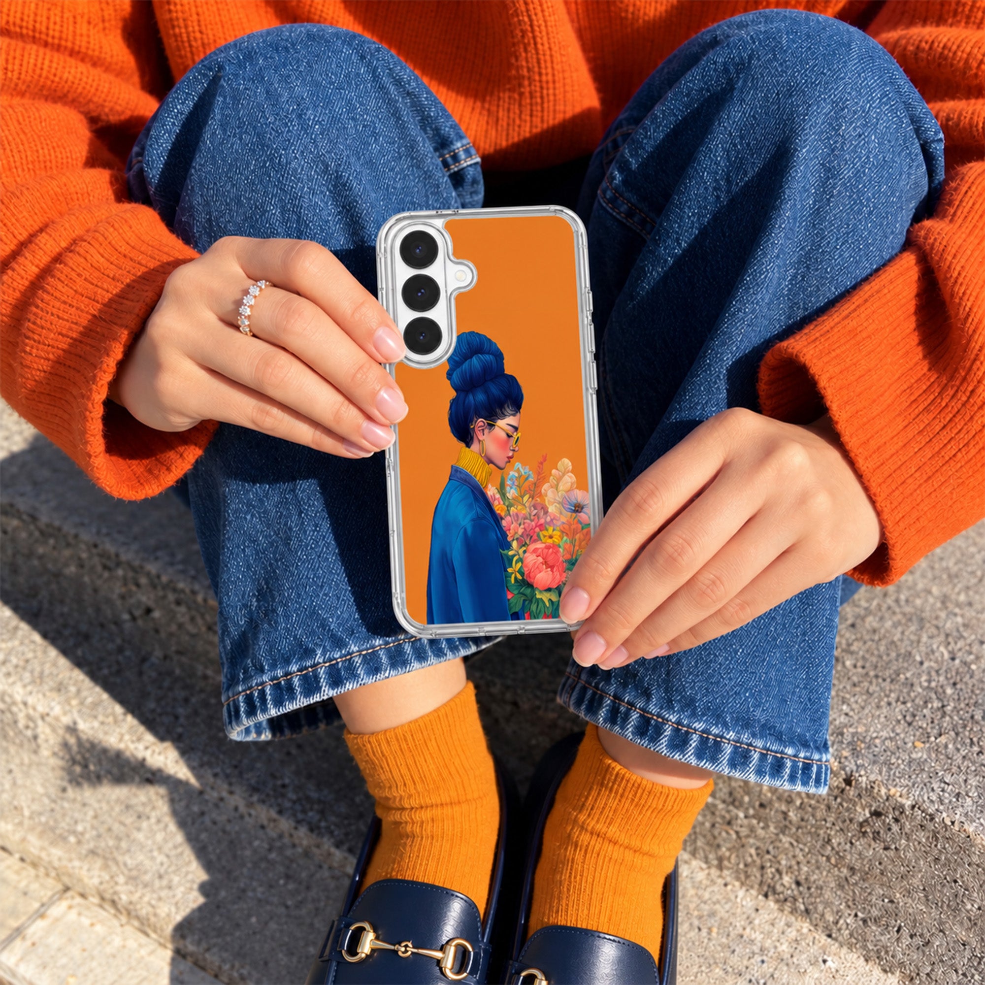 Woman in Blue Samsung S26 Phone Case