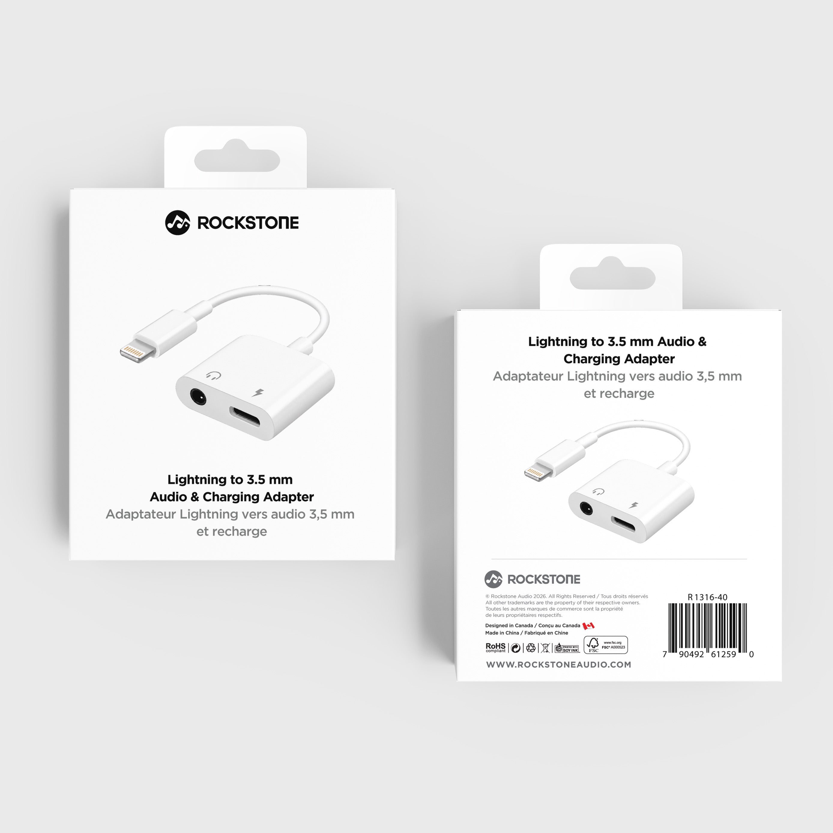 Rockstone Lightning to 3.5mm + Lightning Adapter