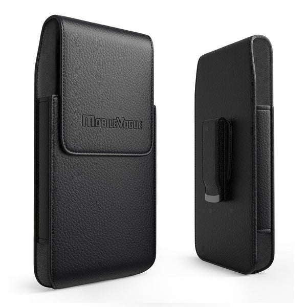 Vertical Leather Pouch With Magnetic Closure and Belt Loop In Black (6.1 x 3.2 x 0.7 Inches)