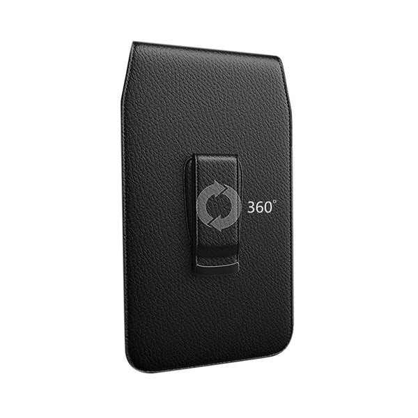 Vertical Leather Pouch With Magnetic Closure and Belt Loop In Black (6.1 x 3.2 x 0.7 Inches)