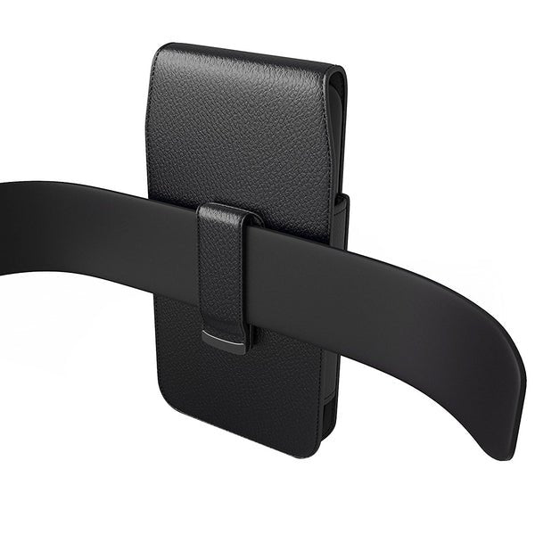 Vertical Leather Pouch With Magnetic Closure and Belt Loop In Black (6.1 x 3.2 x 0.7 Inches)