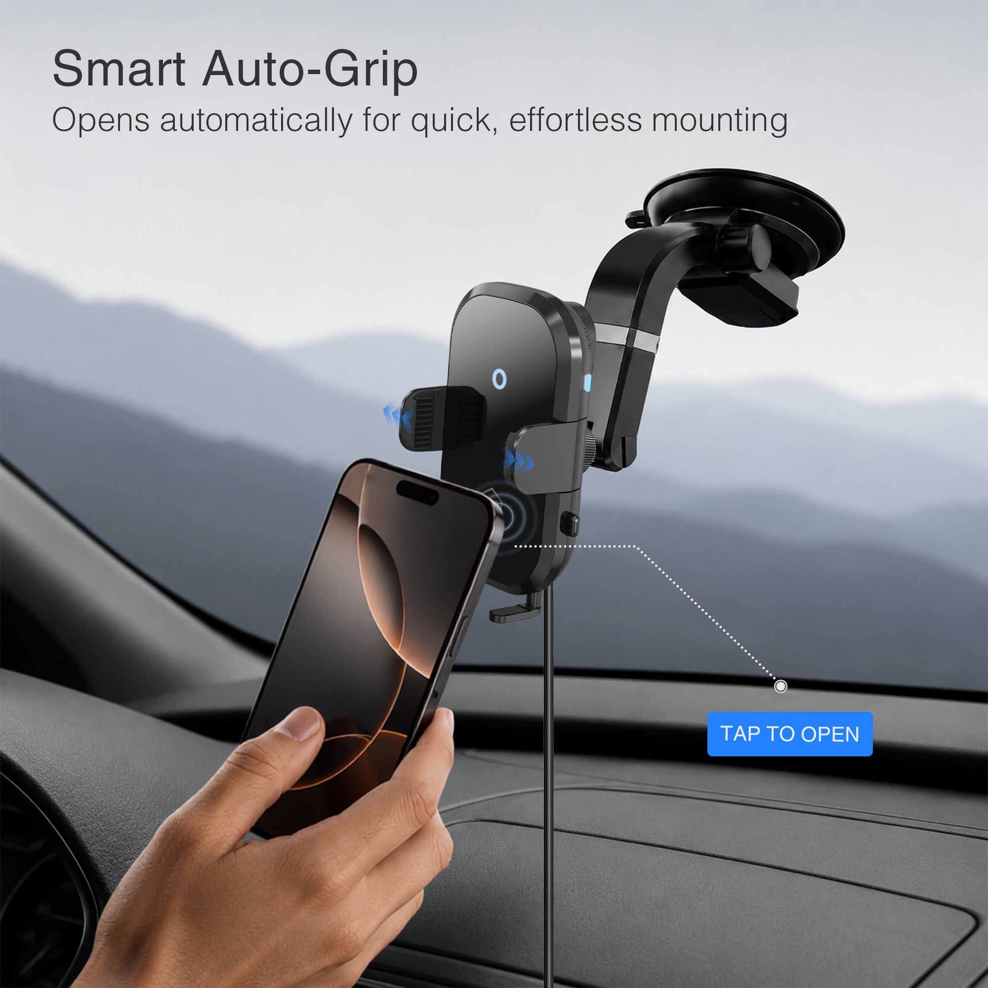 Mighty Mount Auto Scan Fast Wireless Car Charger Mount with Multi Angle Suction Cup