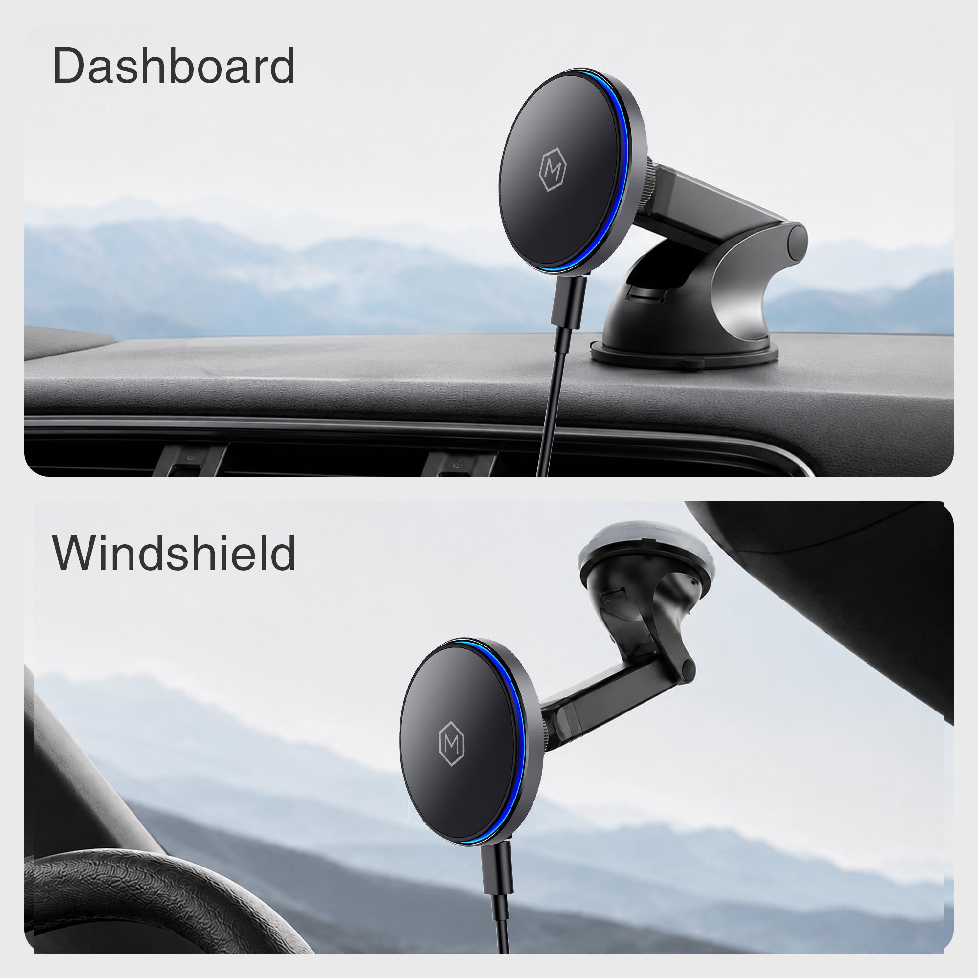 Mighty Mount MagSwitch Qi2 Wireless Charger Telescopic Suction Cup Mount