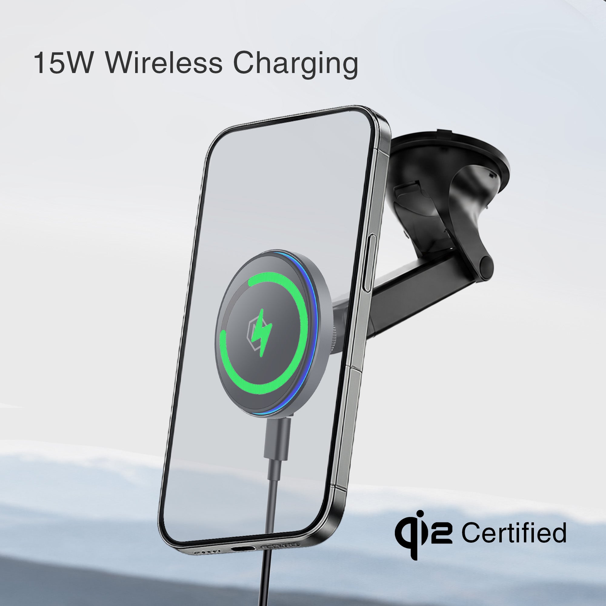 Mighty Mount MagSwitch Qi2 Wireless Charger Telescopic Suction Cup Mount