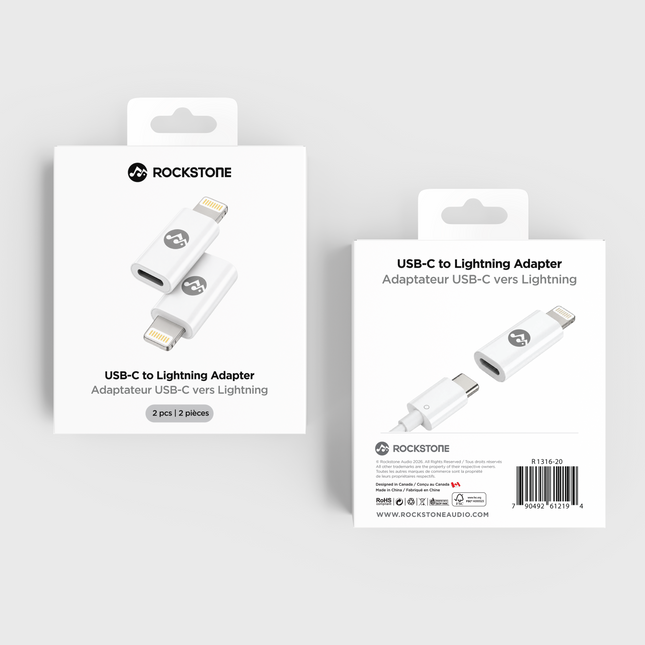 Rockstone USB C to Lightning Adapter (Dual Pack)