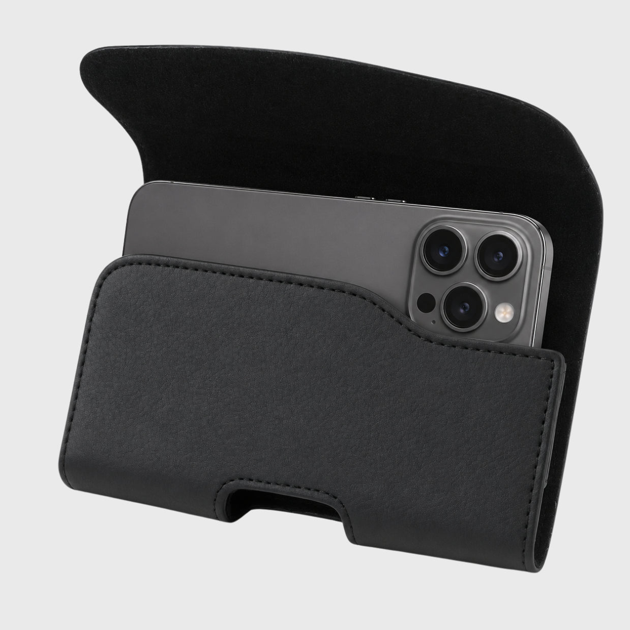 Vertical Leather Pouch With Magnetic Closure and Belt Loop In Black (7.0 x 3.9 x 0.7 Inches)