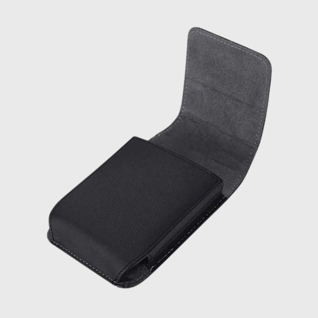 Vertical Leather Pouch With Magnetic Closure and Belt Loop In Black (7.0 x 3.9 x 0.7 Inches)