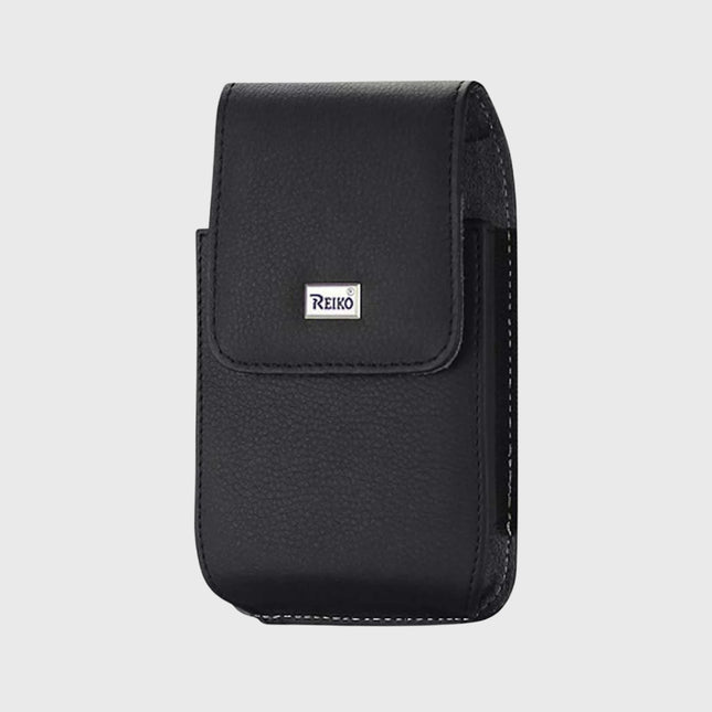 Vertical Leather Pouch With Magnetic Closure and Belt Loop In Black (7.0 x 3.9 x 0.7 Inches)
