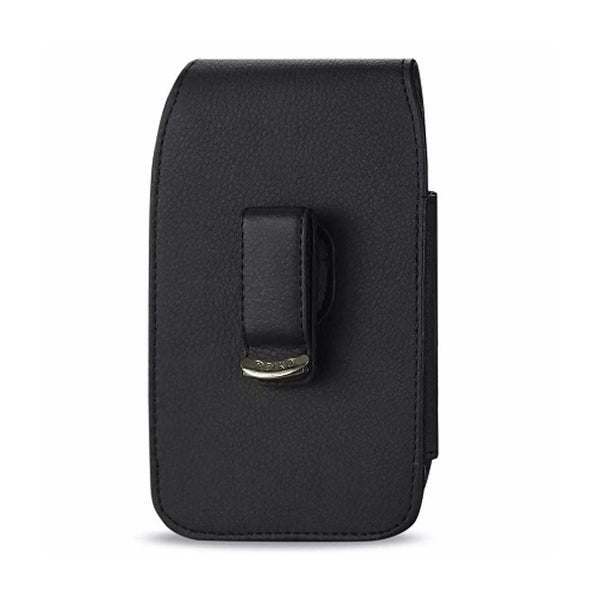Vertical Leather Pouch With Magnetic Closure and Belt Loop In Black (7.0 x 3.9 x 0.7 Inches)