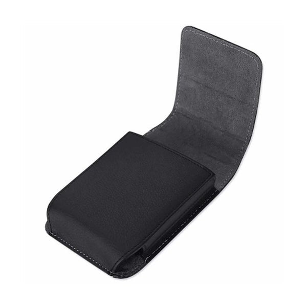 Vertical Leather Pouch With Magnetic Closure and Belt Loop In Black (7.0 x 3.9 x 0.7 Inches)