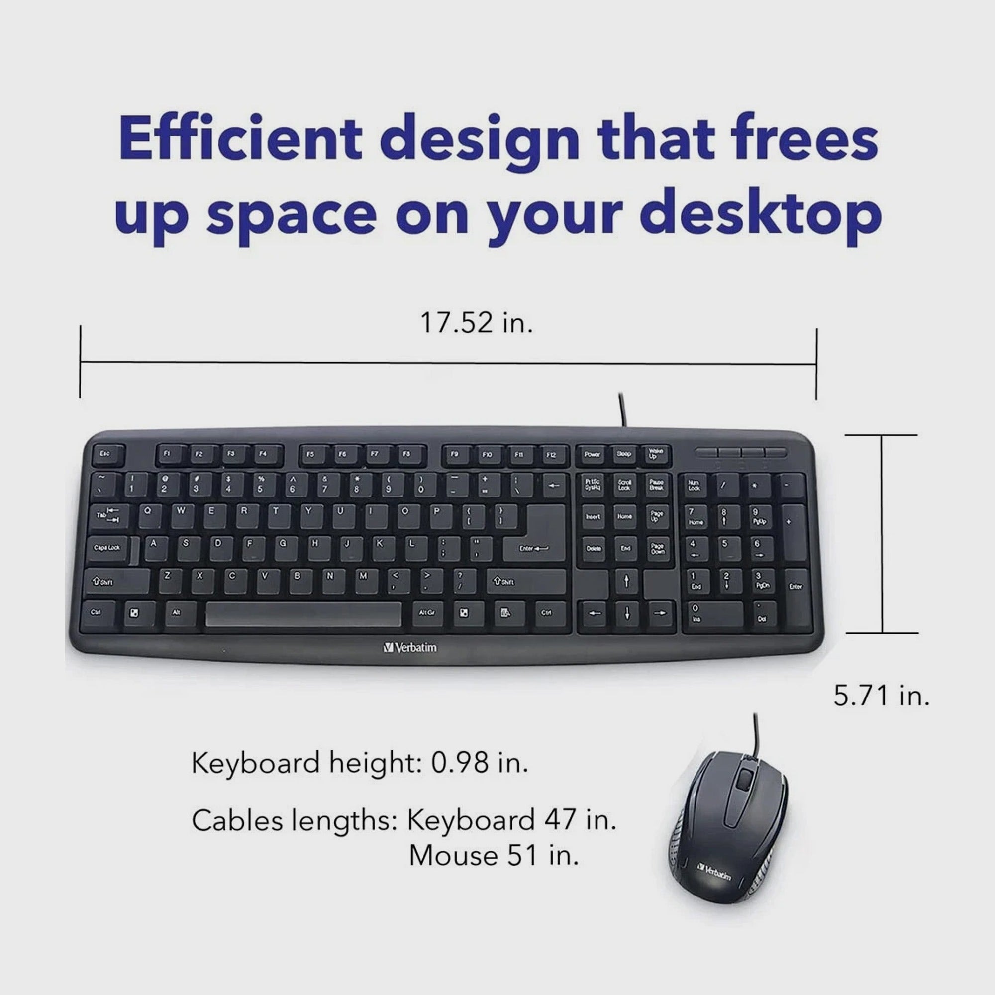 Verbatim Slimline Corded USB Keyboard & Mouse Combo