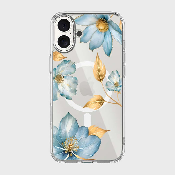 Blue Wildflower Clear Design Case with MagSafe - iPhone 16