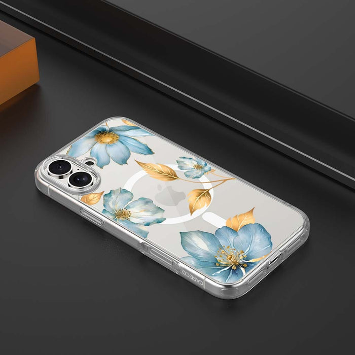 Blue Wildflower Clear Design Case with MagSafe - iPhone 16