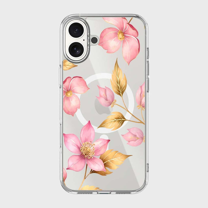 Pink Wildflower Clear Design Case with MagSafe - iPhone 16