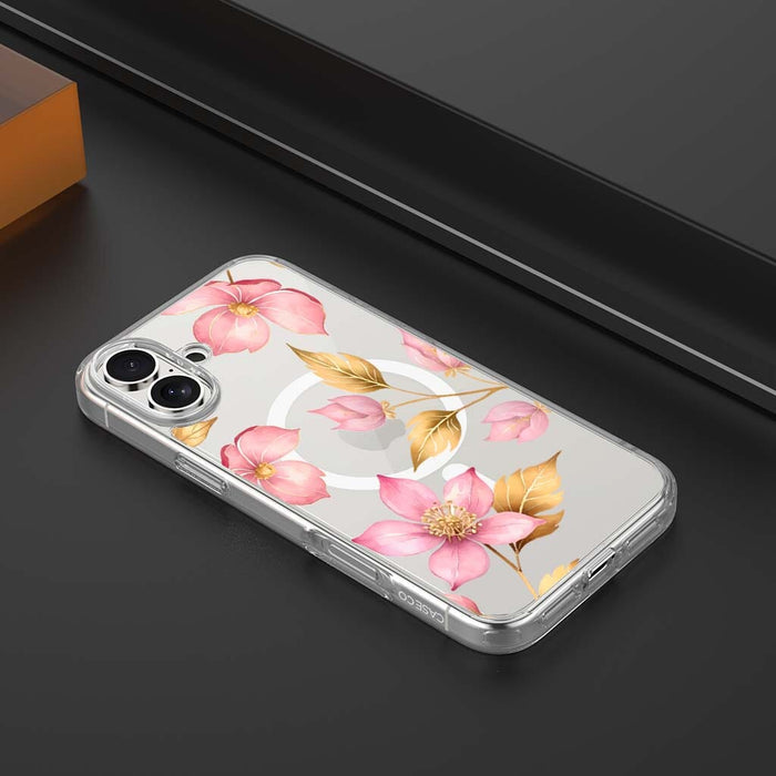 Pink Wildflower Clear Design Case with MagSafe - iPhone 16