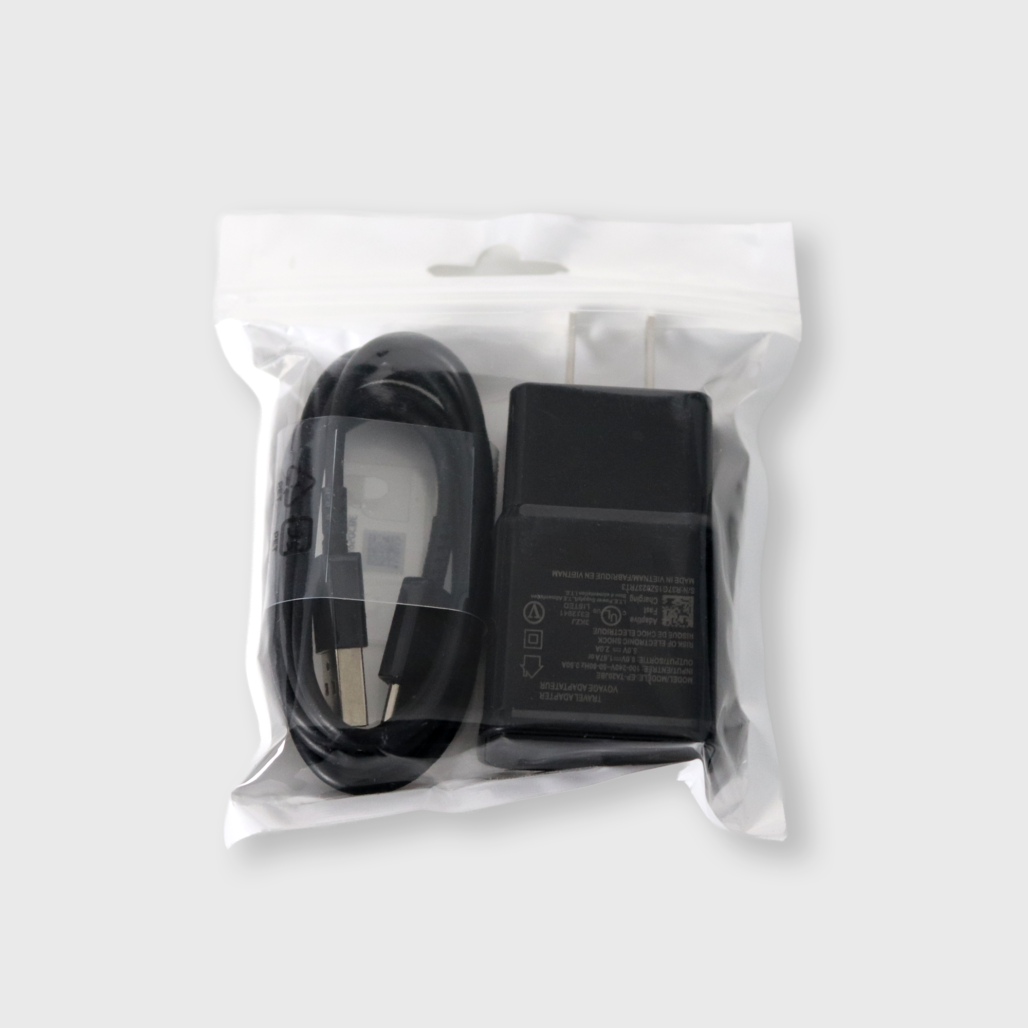 2.4A Wall Charger with Black USB-A to USB-C Cable