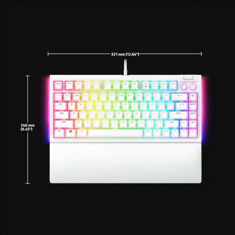 Razer BlackWidow V4 75% Wired Gaming Keyboard White (Razer Renewed)