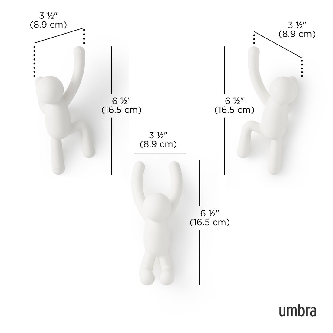 UMBRA Buddy Wall Hooks, Set of 3 - White