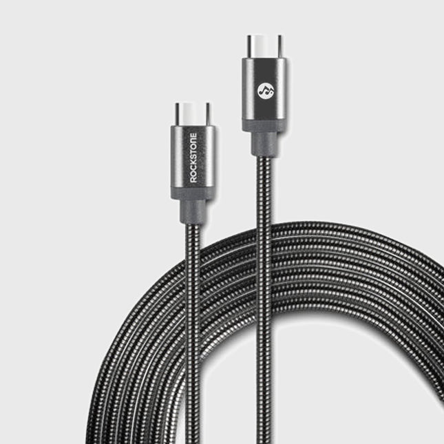 Rockstone Pet-Proof Metal Braided USB-C to USB-C Cable – 2 Meter