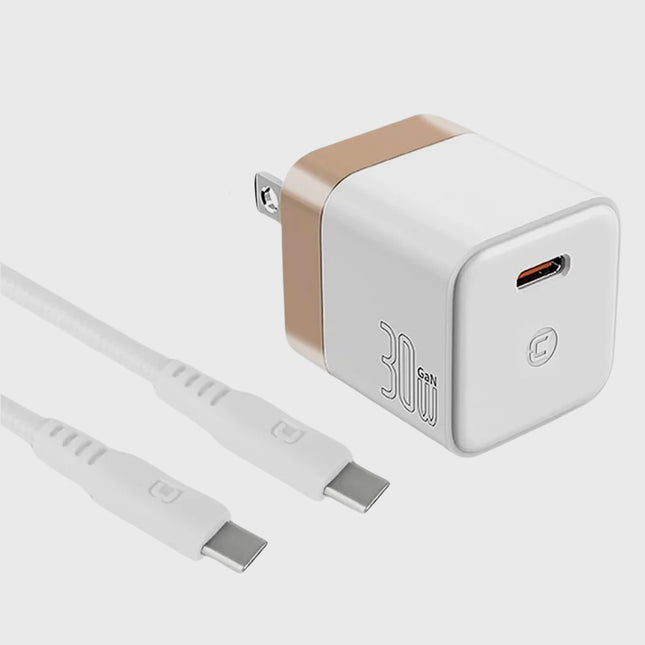 Caseco GaN 30 Watt Foldable Wall Charger  with 100W Type C to Type C Cable
