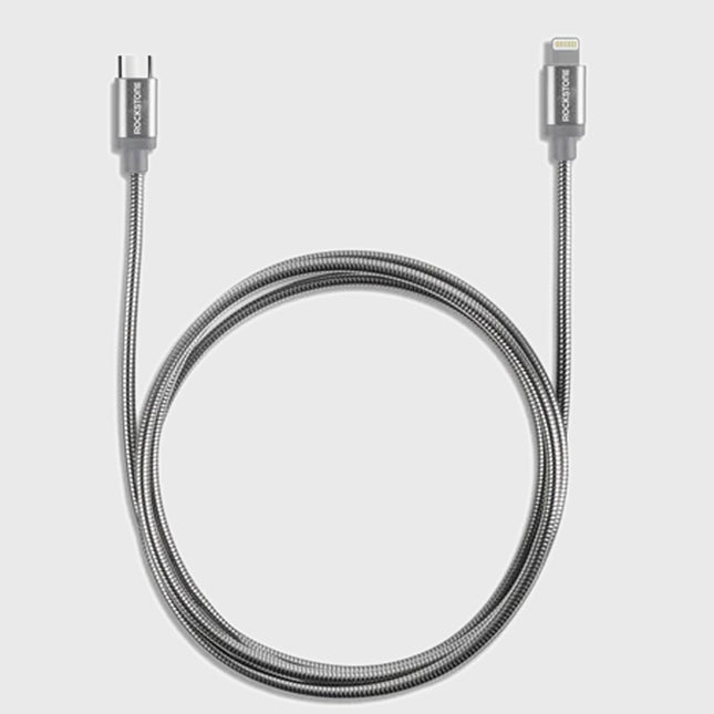 Rockstone Pet-Proof Metal Braided Lightning to USB-C Cable – 2 Meter