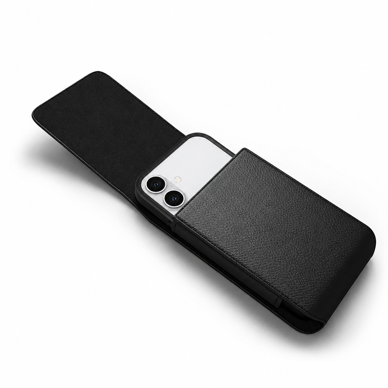 Vertical Leather Pouch With Magnetic Closure and Belt Loop In Black (6.1 x 3.2 x 0.7 Inches)
