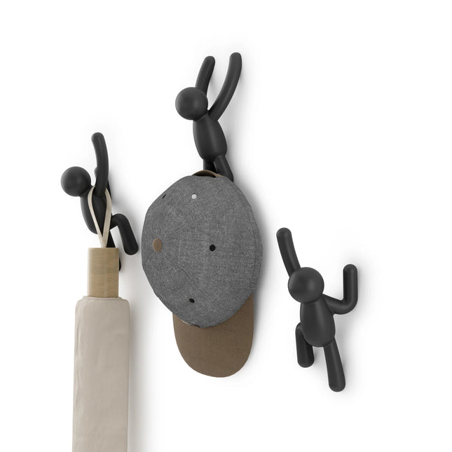 UMBRA Buddy Wall Hooks, Set of 3 - Black