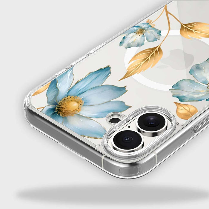 Blue Wildflower Clear Design Case with MagSafe - iPhone 16