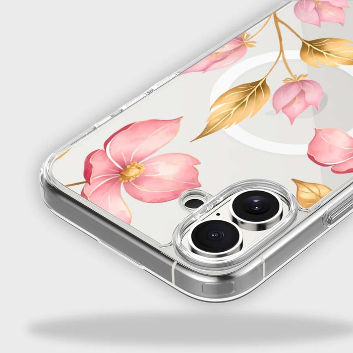 Pink Wildflower Clear Design Case with MagSafe - iPhone 16