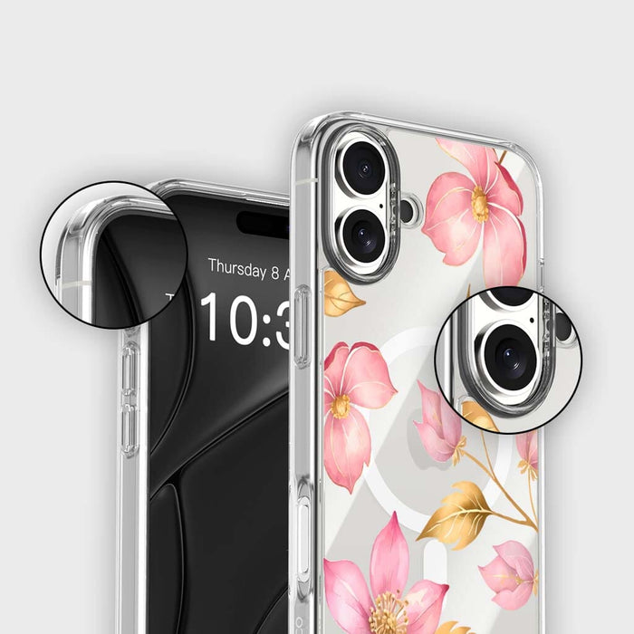 Pink Wildflower Clear Design Case with MagSafe - iPhone 16