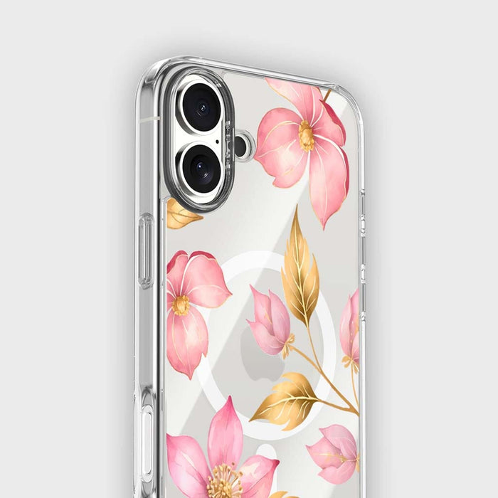 Pink Wildflower Clear Design Case with MagSafe - iPhone 16