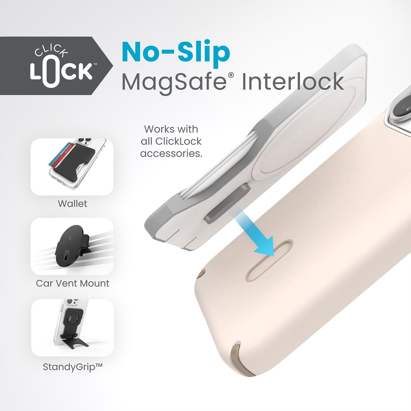 Speck iPhone 15 Pro Presidio2 Pro + ClickLock - Grey